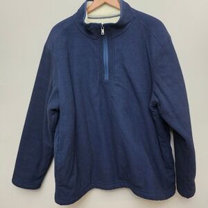 Orvis Classic Collection XXL Blue 1/4 Zip Fleece Lined Pullover Sweater‎
